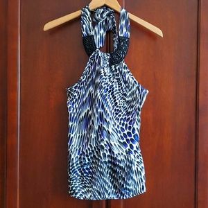 BCX Print Beaded Halter Top